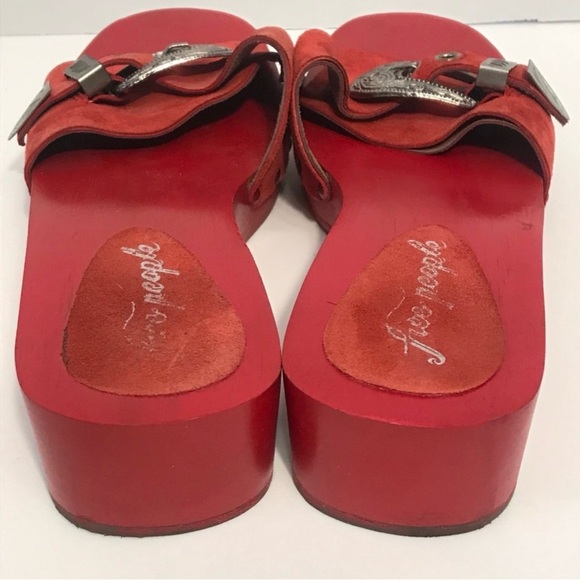 Free people Red Wood Westtown Slides Clogs 39 - Picture 10 of 12